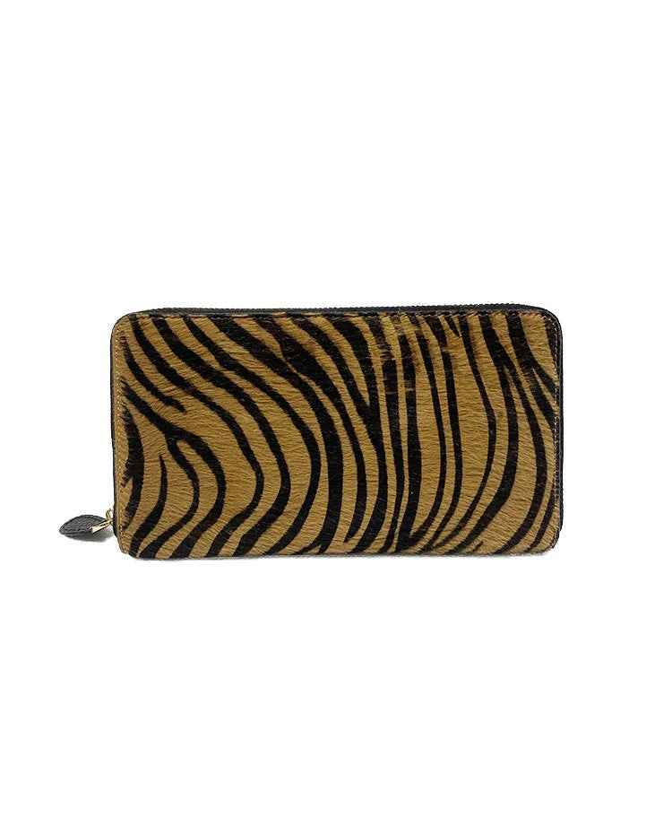 BZNA Berlin Fell Fellia Zebra cognac Echtfell Wallet Leather Leder Portemonnaie Geldbörse Clutch