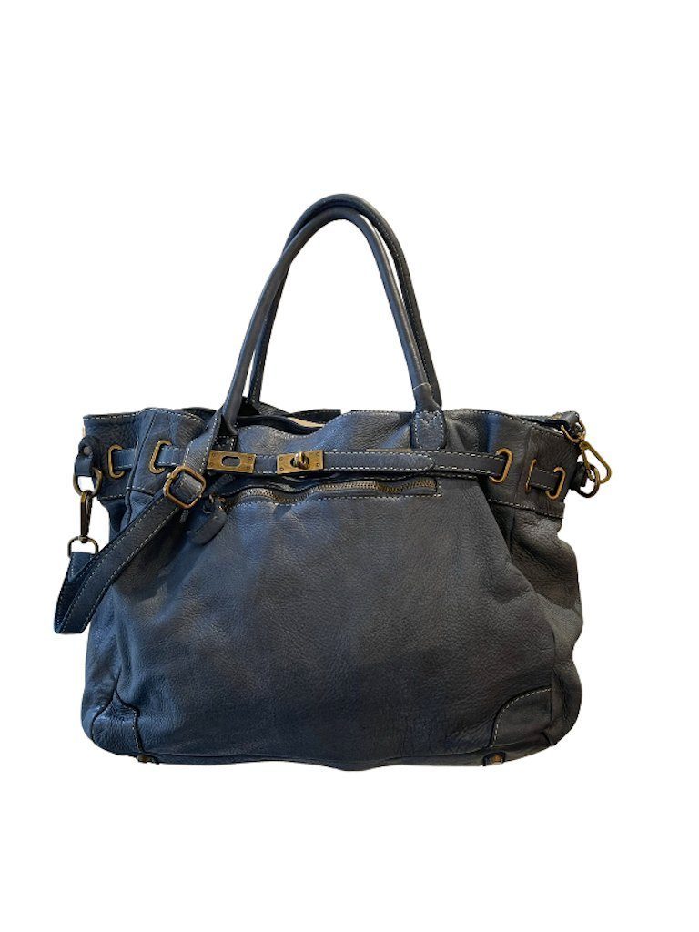 BZNA Bag Mila Mittelblau vintage Italy Designer Business Damen Handtasche Ledertasche Schultertasche Tasche Leder Shopper Neu - B Z N A