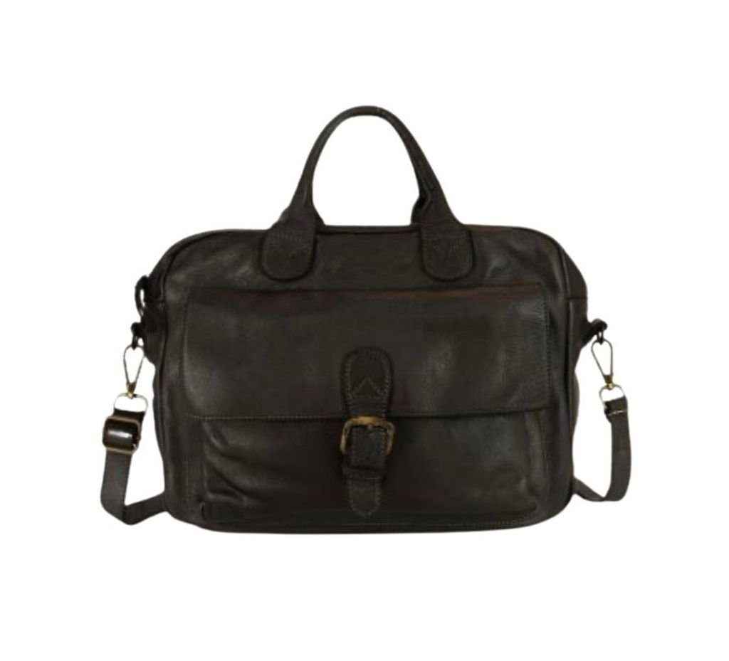 BZNA Aktentasche Ales Schwarz Business Bag Designer Ledertasche Schultertasche