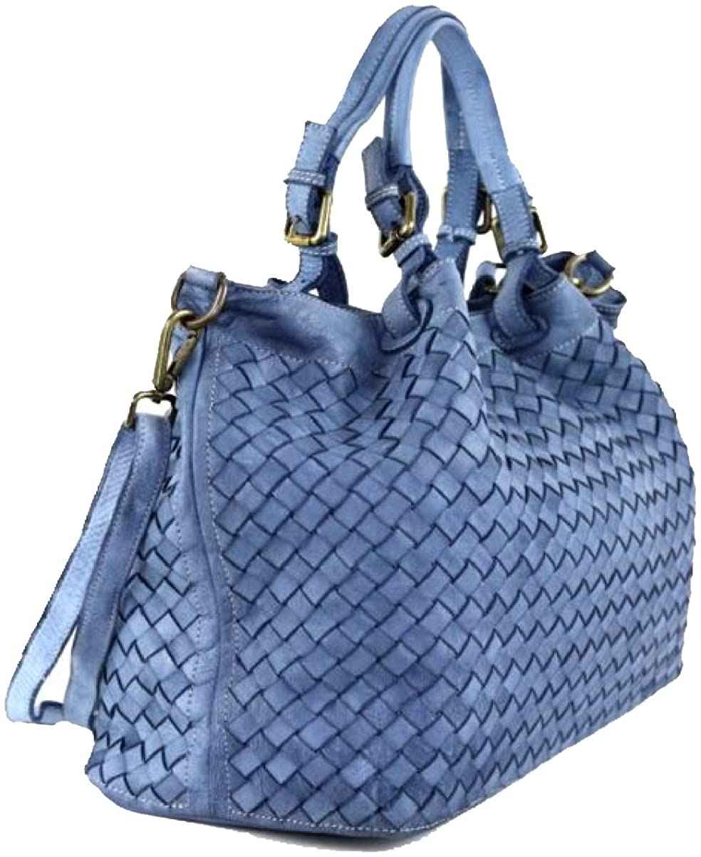 BZNA Bag Rene Denim Blau Italy Designer Damen Handtasche Schultertasche Tasche Shopper Neu