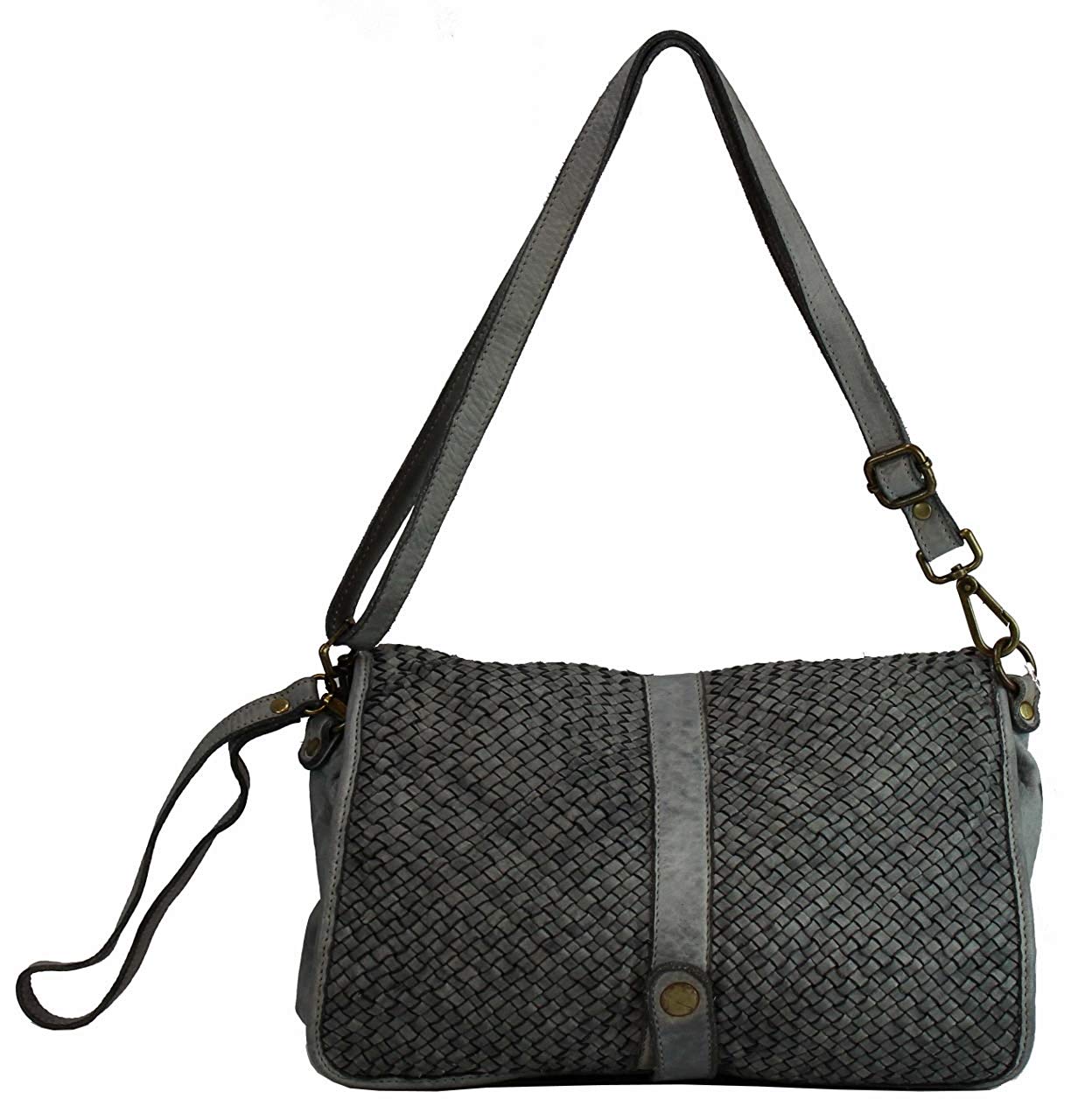 BZNA Berlin Bag Lola Grau grey Italy Designer Clutch Umhängetasche Damen Handtasche Schultertasche Tasche Leder Shopper Neu - B Z N A