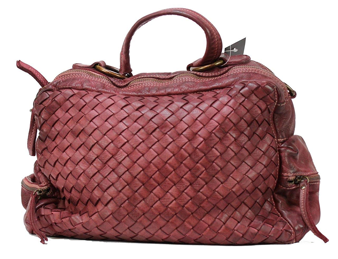 BZNA Bag Marie beere sheep Italy Designer Damen Handtasche Schultertasche Tasche Schafsleder Shopper Neu - B Z N A