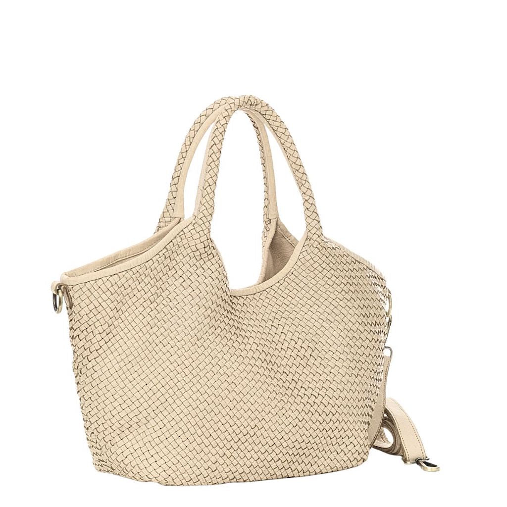 BZNA Bag Lana Beige Italy Vintage Schultertasche Designer Damen Handtasche - B Z N A