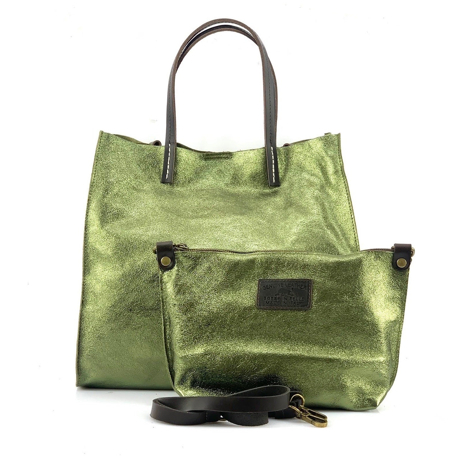 BZNA Bag BO5838 Verde Metalicca Leder Italy Damen Handtasche Schultertasche 2 in 1 Shopper (Kopie 5) - B Z N A