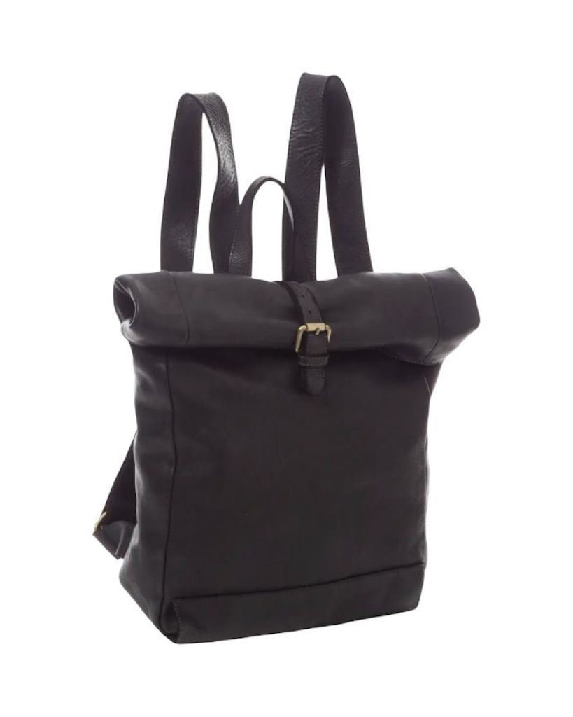 BZNA Rucksack Kev Schwarz Unisex Roll Top Backpacker Designer Handtasche - B Z N A