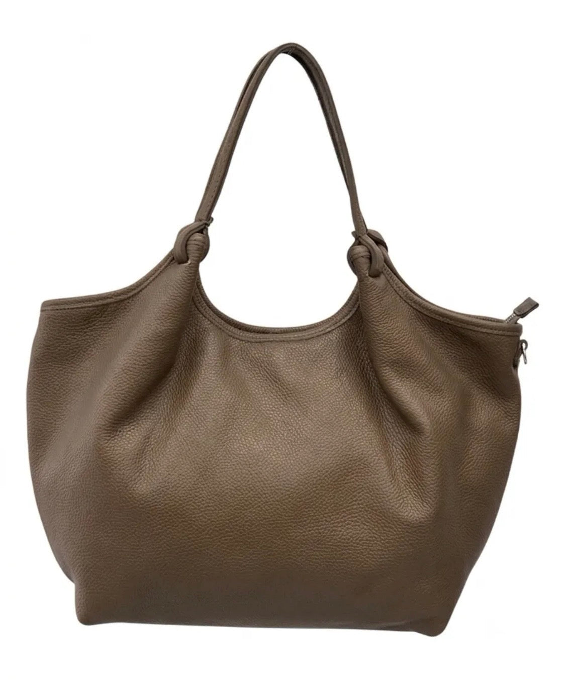 BZNA Bag Mette Taupe scuro Leder Italy Damen Shopper Handtasche Schultertasche Tasche - B Z N A