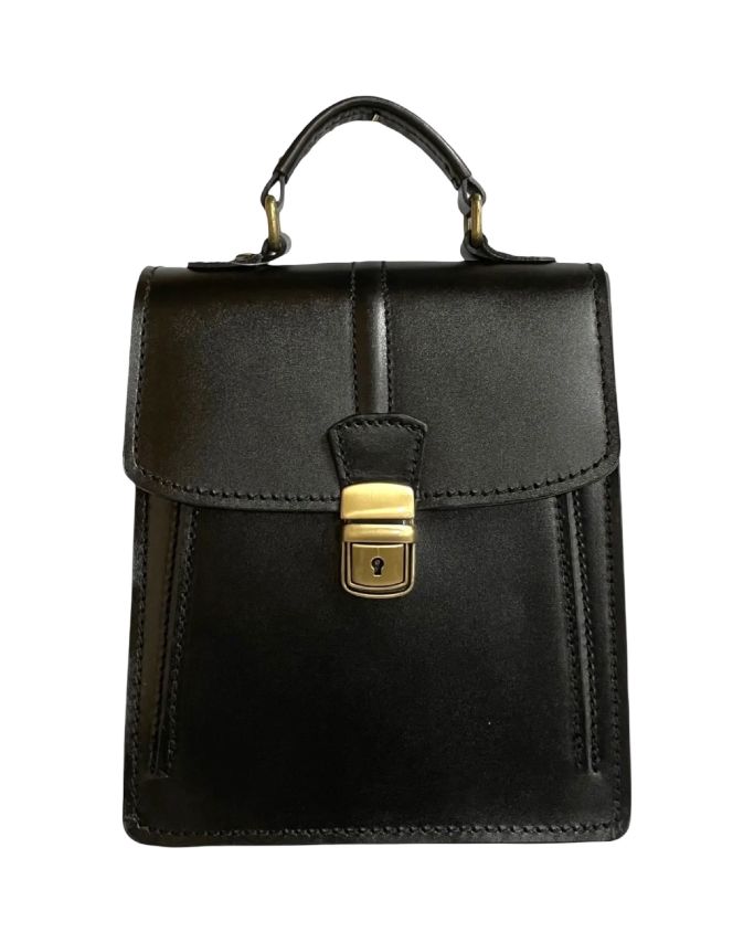 BZNA Bag Dua Schwarz kleine Business Aktentasche Designer Ledertasche Schultertasche Unisex - B Z N A