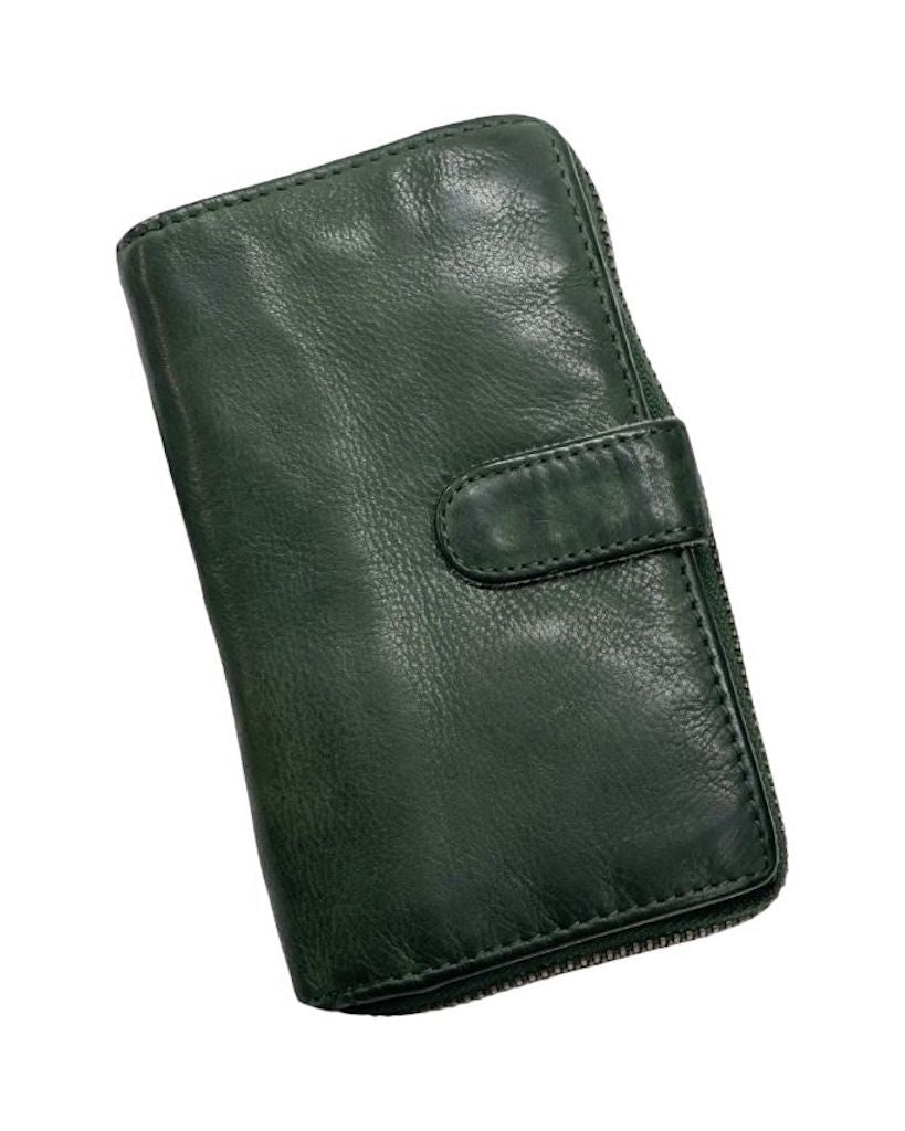 BZNA Berlin Kassia Glatt Verde Wallet Leather Leder Portemonnaie Geldbörse Clutch - B Z N A
