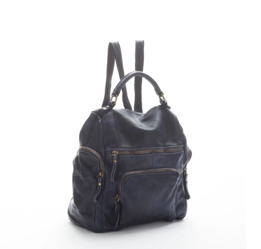 BZNA Bag Stella Blau Backpacker Designer Rucksack Damenhandtasche Schultertasche Leder Nappa sheep ItalyNeu - B Z N A
