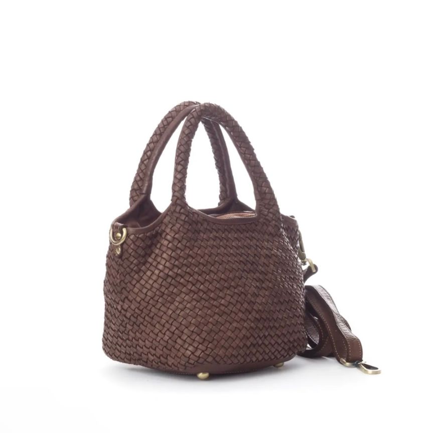 BZNA Bag Mala Braun Italy kleine Damen Handtasche Schultertasche Tasche Leder - B Z N A