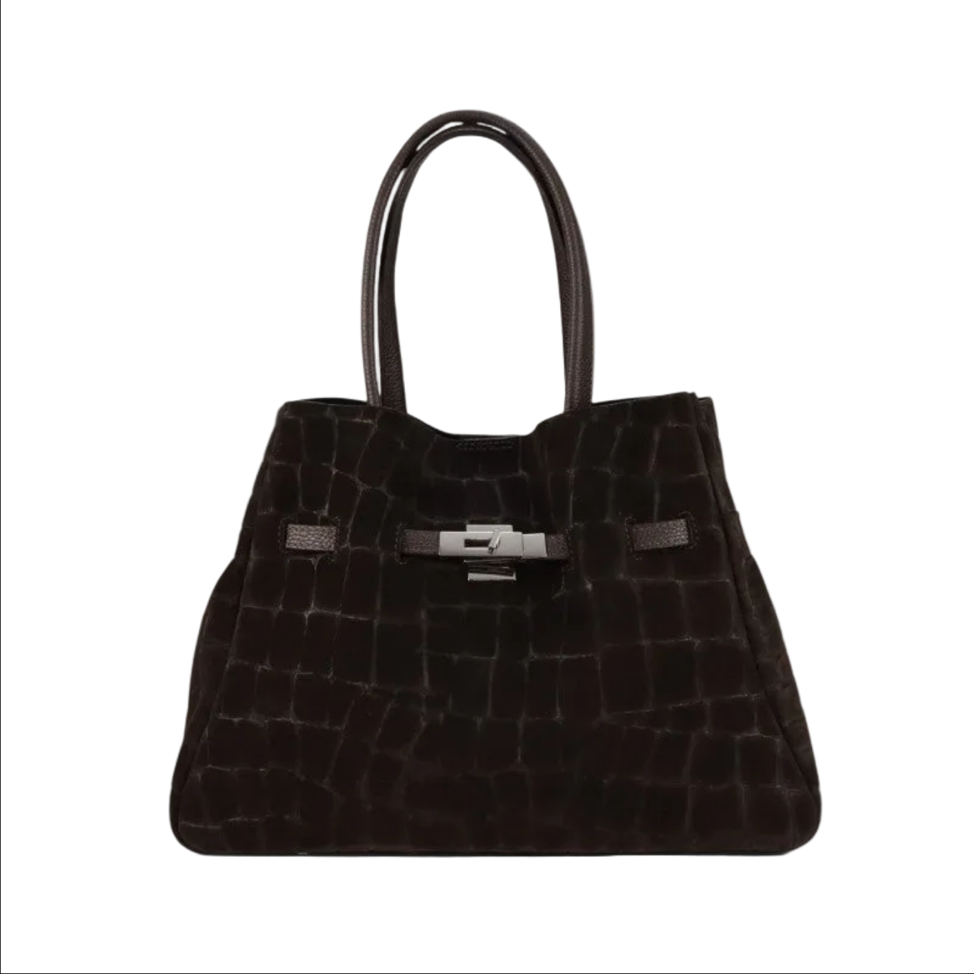 BZNA Bag B06261 Dunkelbraun Wildleder Italy Damen Shopper Schultertasche Tasche - B Z N A