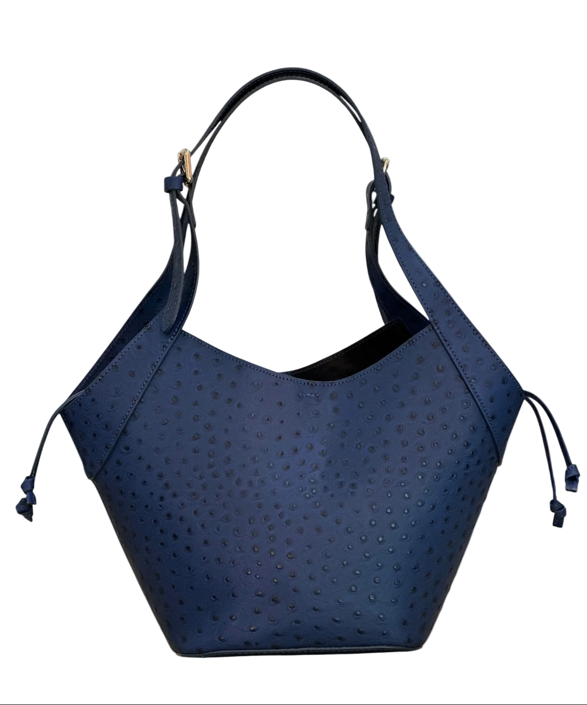 BZNA Bag B0798 Blau Leder Strauß Prägung Italy Damen Shopper Schultertasche Tasche - B Z N A