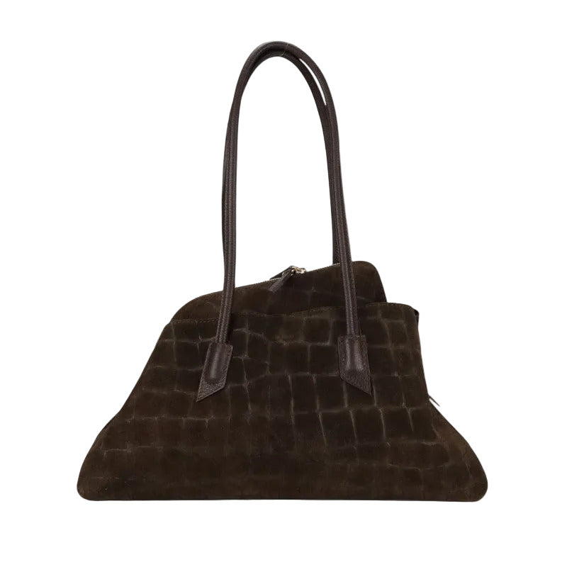 BZNA Bag B06263 Kroko Braun Wildleder Italy Damen Shopper Schultertasche Tasche - B Z N A