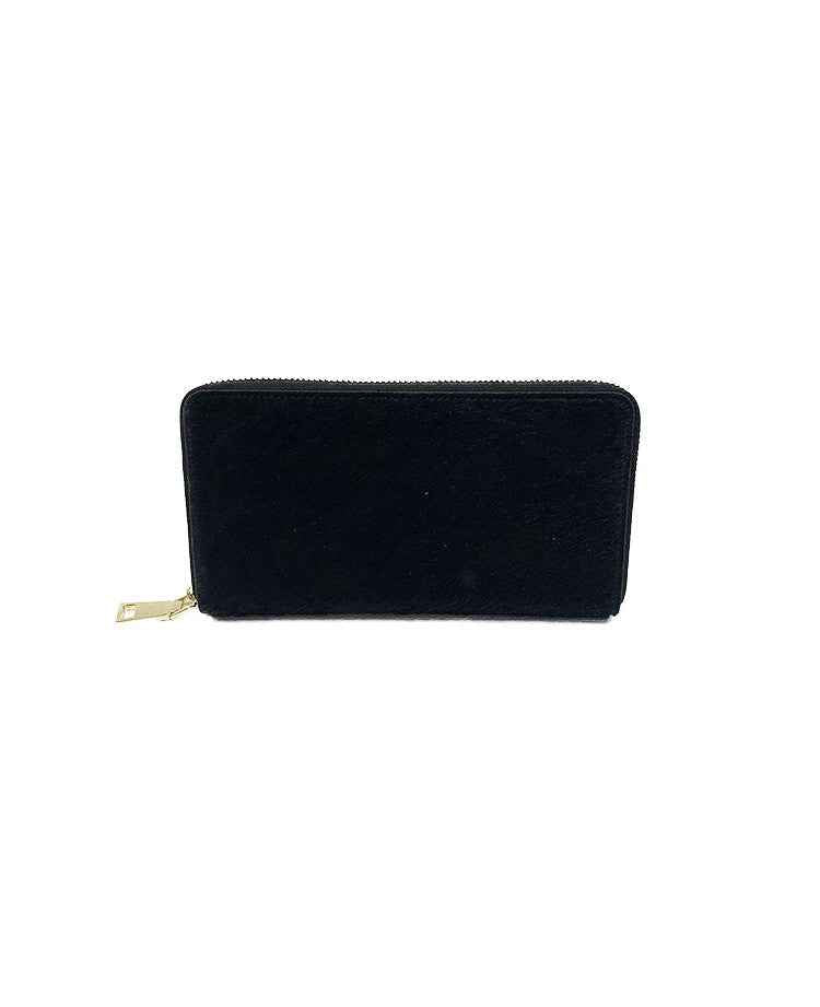 BZNA Berlin Fell Baya Schwarz Echtfell Wallet Leather Leder Portemonnaie Geldbörse Clutch