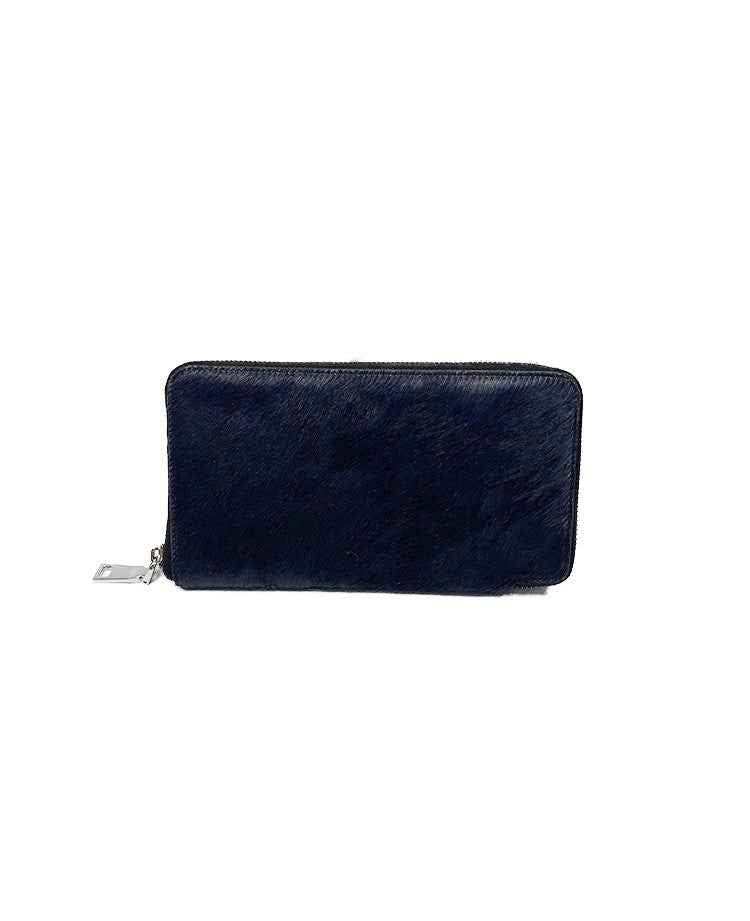 BZNA Berlin Fell Baya Blue Echtfell Wallet Leather Leder Portemonnaie Geldbörse Clutch