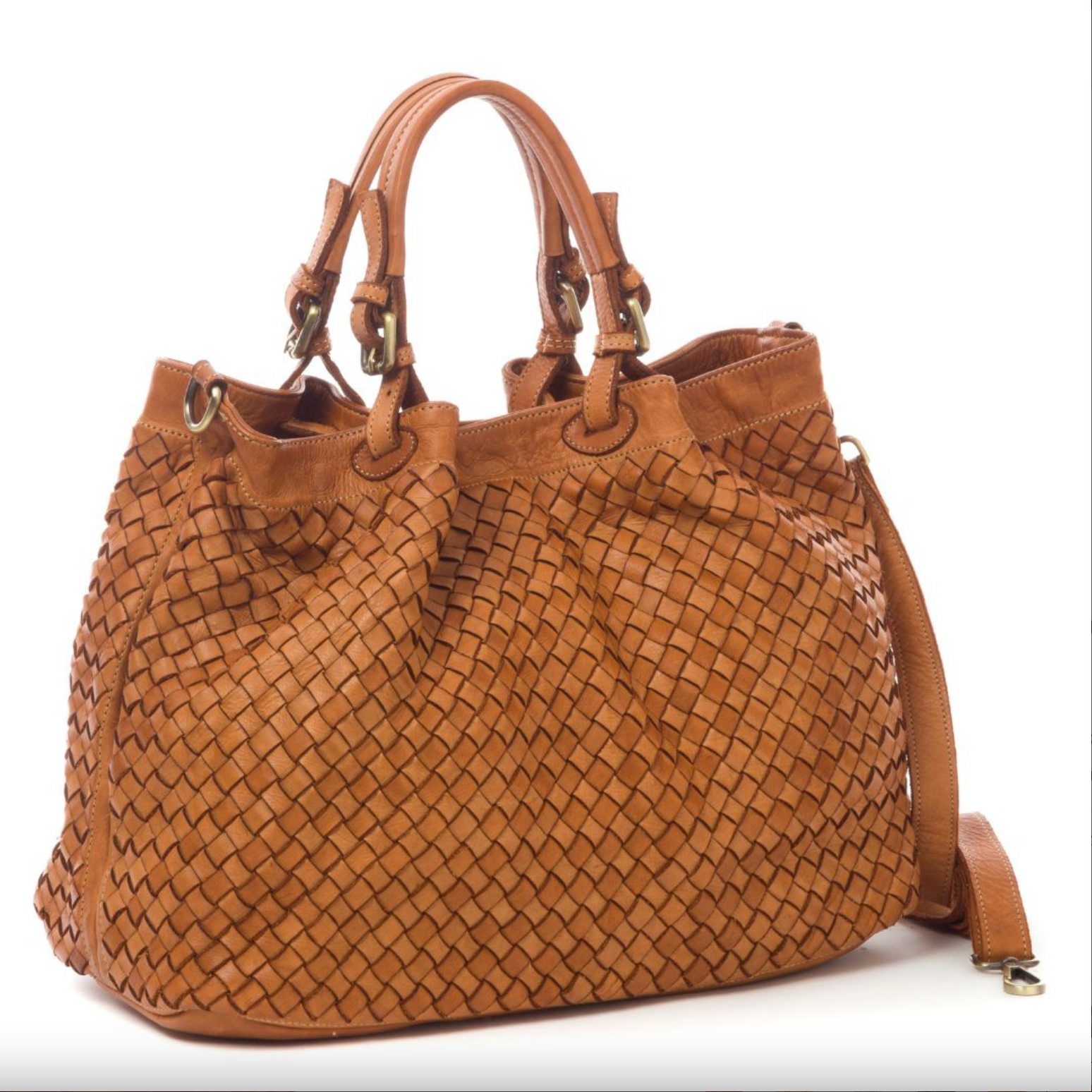 BZNA Bag Rene cognac Italy Designer geflochten Damen Handtasche Schultertasche Tasche Schafsleder Shopper Neu - B Z N A
