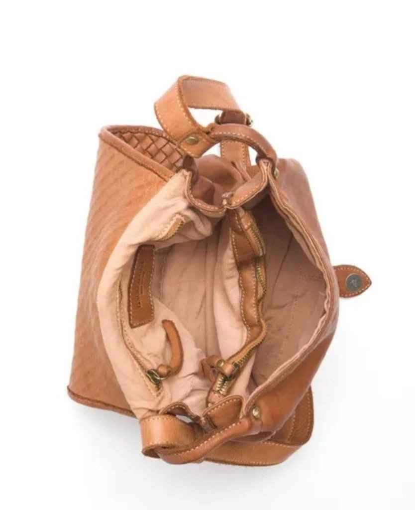 BZNA Schultertasche Tanita cognac Italy Designer Handtasche Ledertasche Umhängetasche