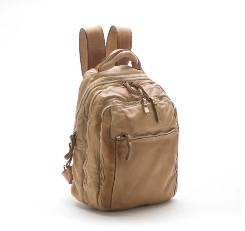 BZNA Bag Bernd Beige Backpacker Designer Rucksack Unisex Ledertasche - B Z N A