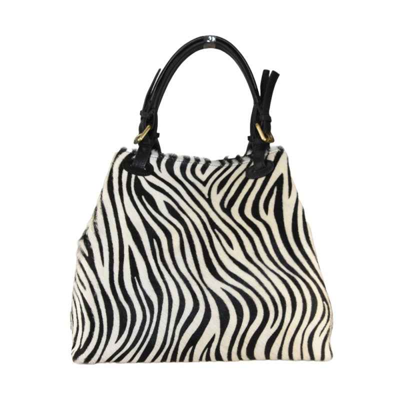 BZNA Bag Abby Color Zebra Echtfell Italy Damen Shopper Handtasche Schultertasche Tasche