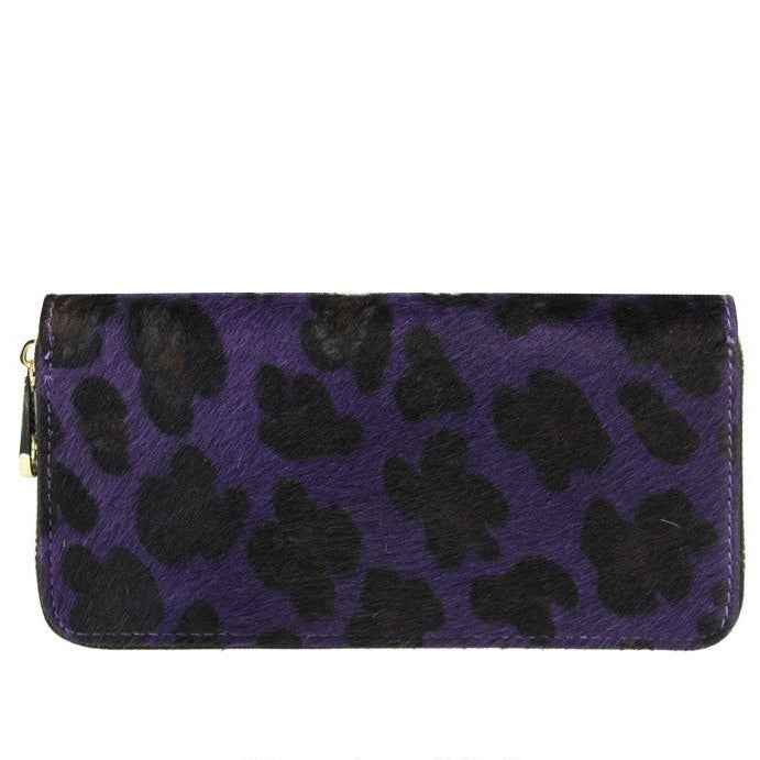 BZNA Berlin Fell Baya MACULATO VIOLA Echtfell Wallet Leather Leder Portemonnaie Geldbörse Clutch