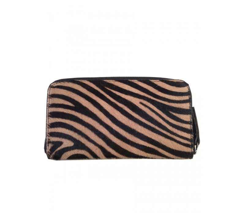 BZNA Berlin Fell Baya Zebra Cognac Echtfell Wallet Leather Leder Portemonnaie Geldbörse Clutch
