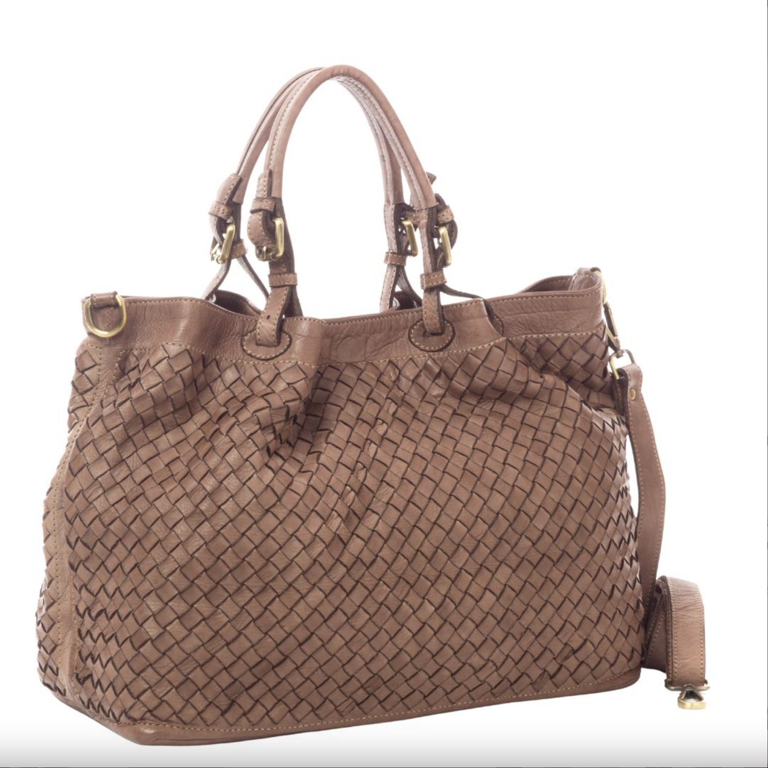 BZNA Rene Bag Taupe Italy Designer geflochten Damen Handtasche Schultertasche Tasche Shopper Neu - B Z N A