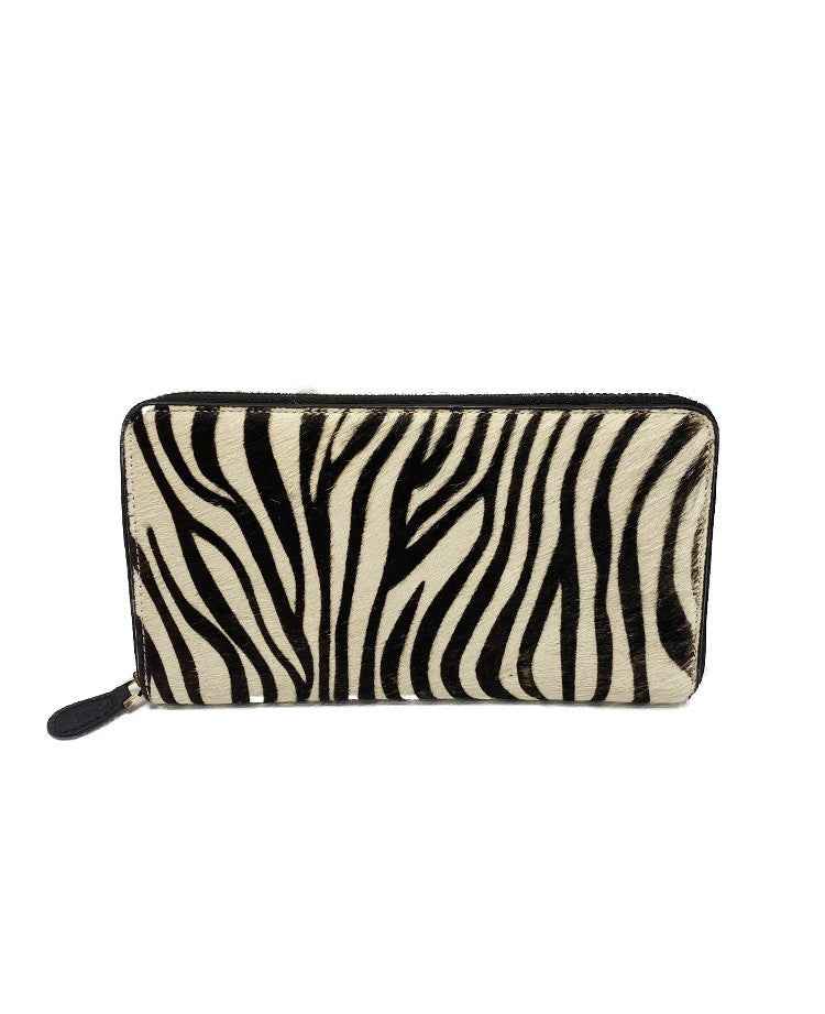 BZNA Berlin Fell Fellia Zebra Echtfell Wallet Leather Leder Portemonnaie Geldbörse Clutch