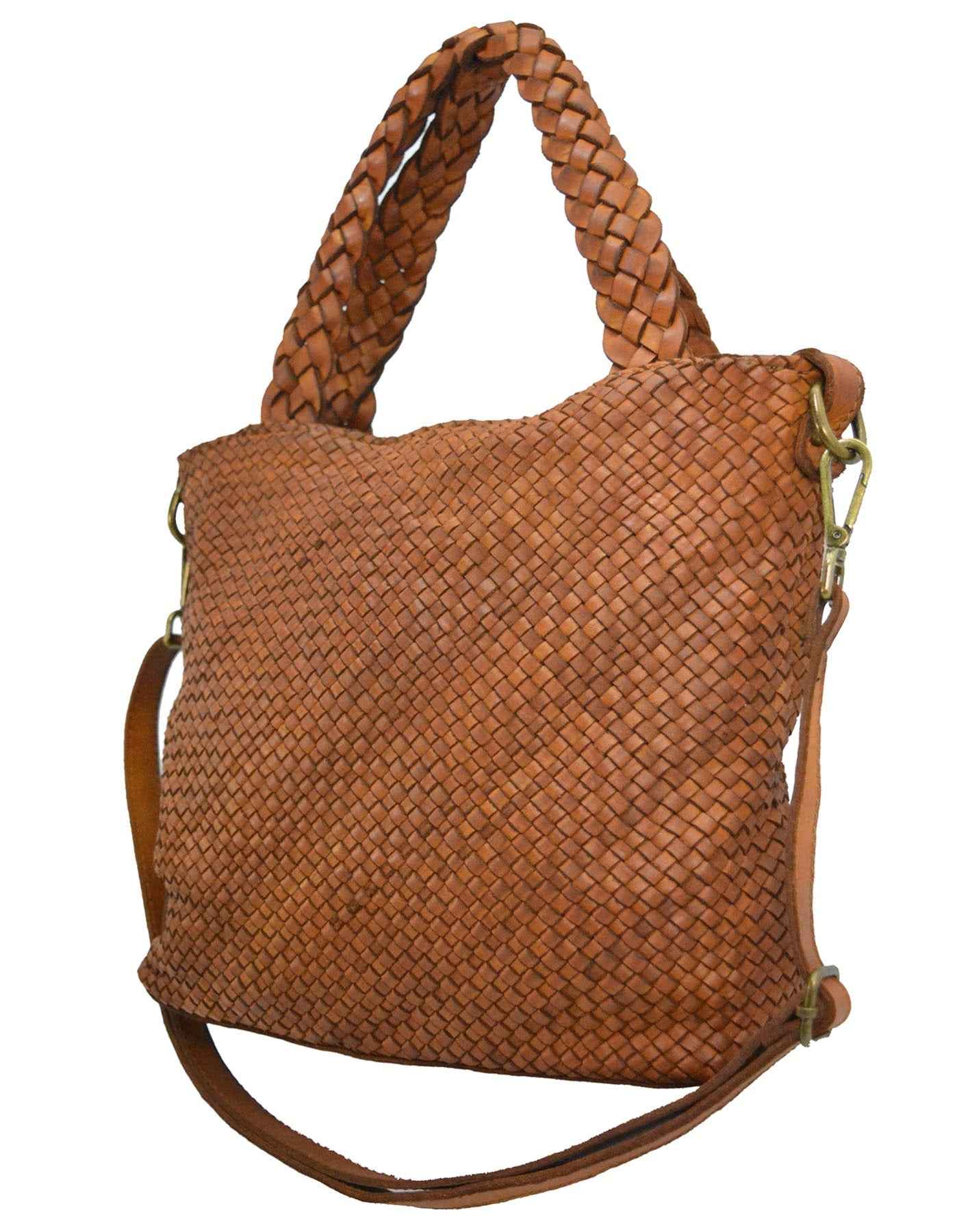 BZNA Bag Siana Cognac Italy Designer Damen Handtasche Tasche Leder Shopper