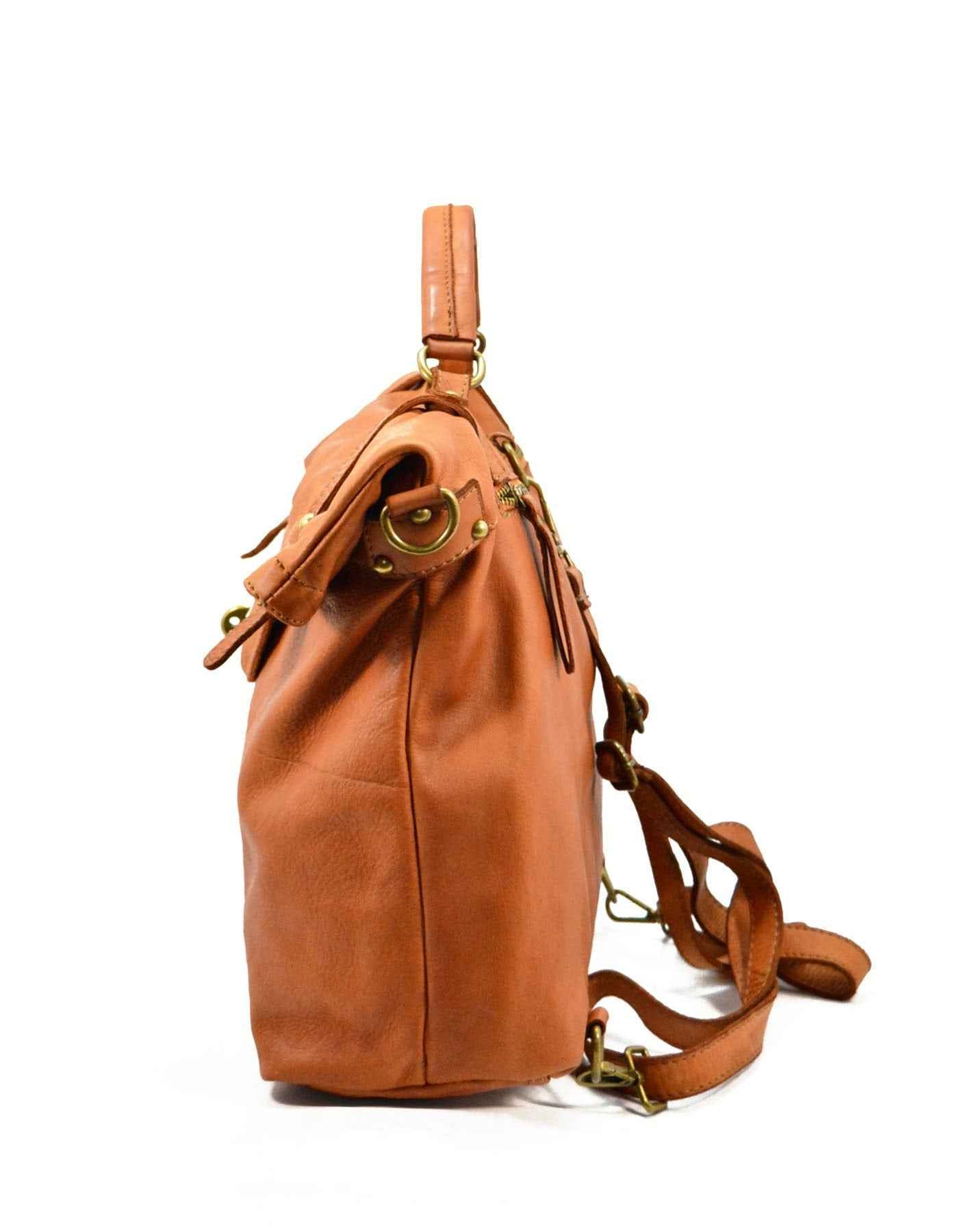 BZNA Bag Gabi cognac Backpacker Designer Rucksack Damenhandtasche Schultertasche Leder Nappa ItalyNeu
