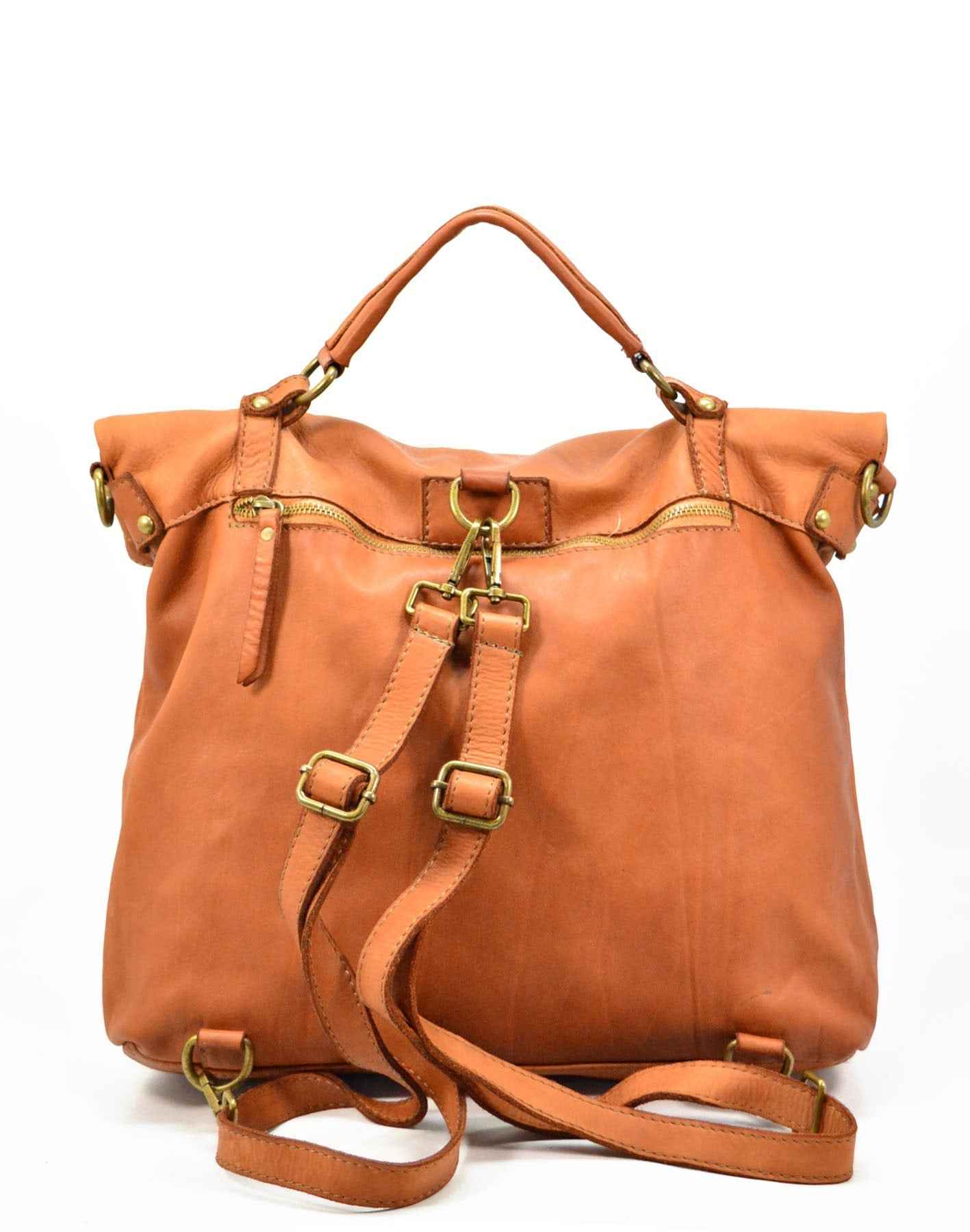 BZNA Bag Gabi cognac Backpacker Designer Rucksack Damenhandtasche Schultertasche Leder Nappa ItalyNeu
