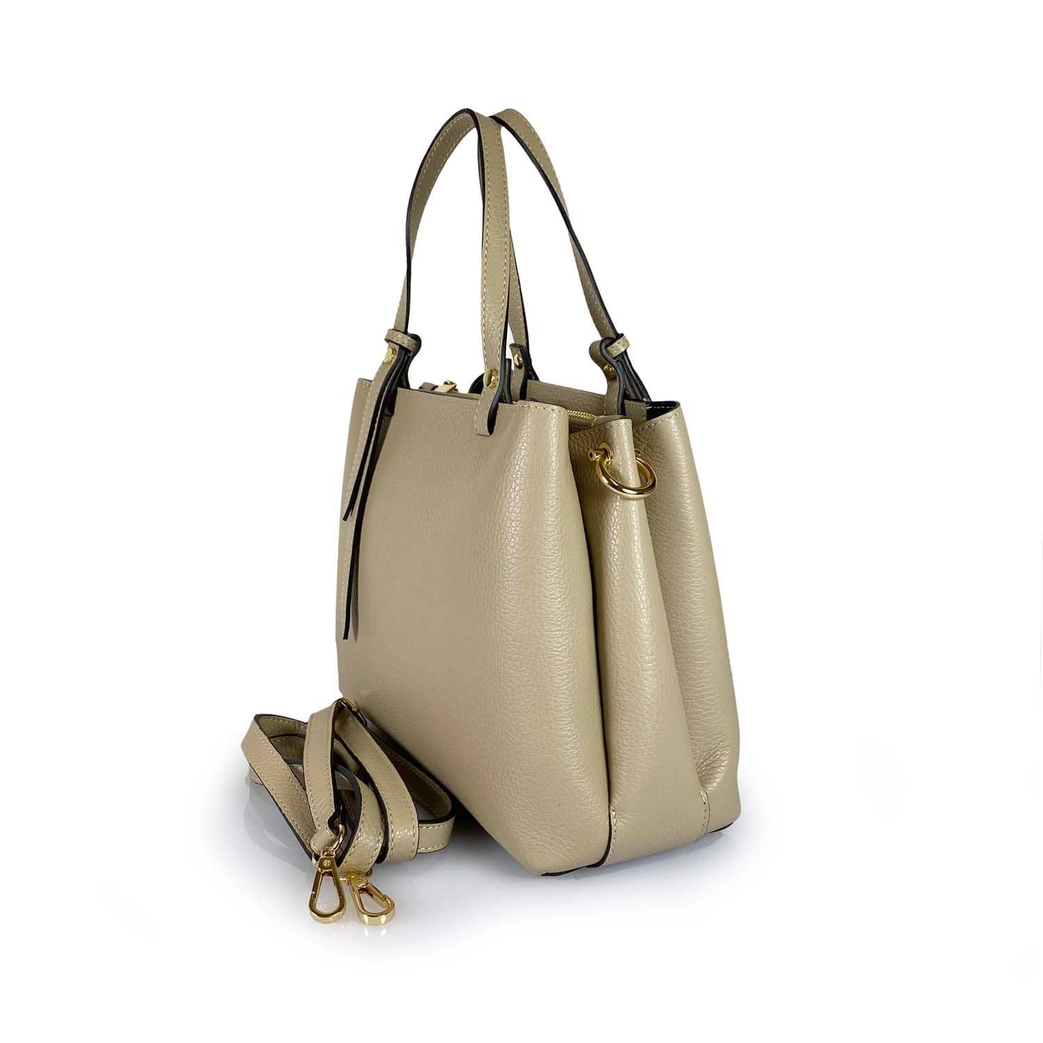 BZNA Bag Latona Taupe Leder Italy Damen Handtasche Schultertasche Tasche - B Z N A