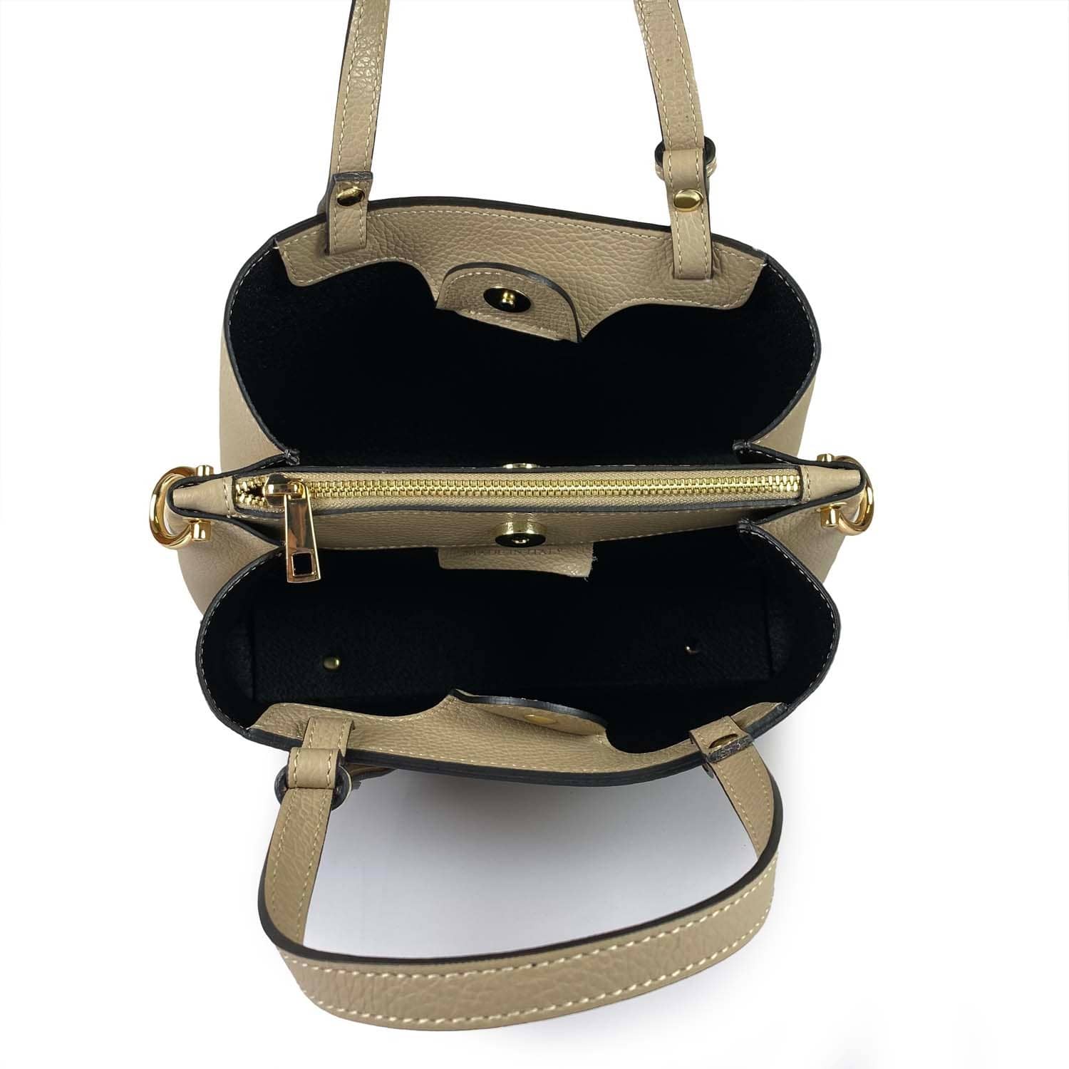 BZNA Bag Latona Taupe Leder Italy Damen Handtasche Schultertasche Tasche - B Z N A