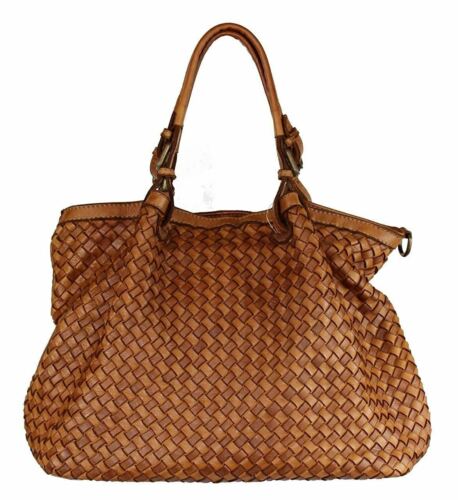 BZNA Bag Rina cognac Lederfarben Italy Designer Damen Handtasche Schultertasche - B Z N A
