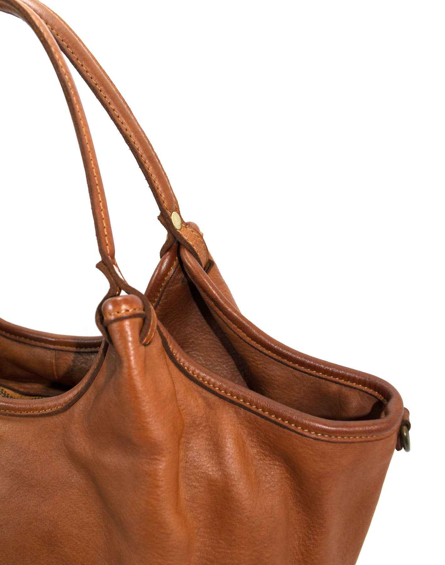 BZNA Bag Leandra Cognac Italy Damen Shopper Handtasche Schultertasche Tasche Leder
