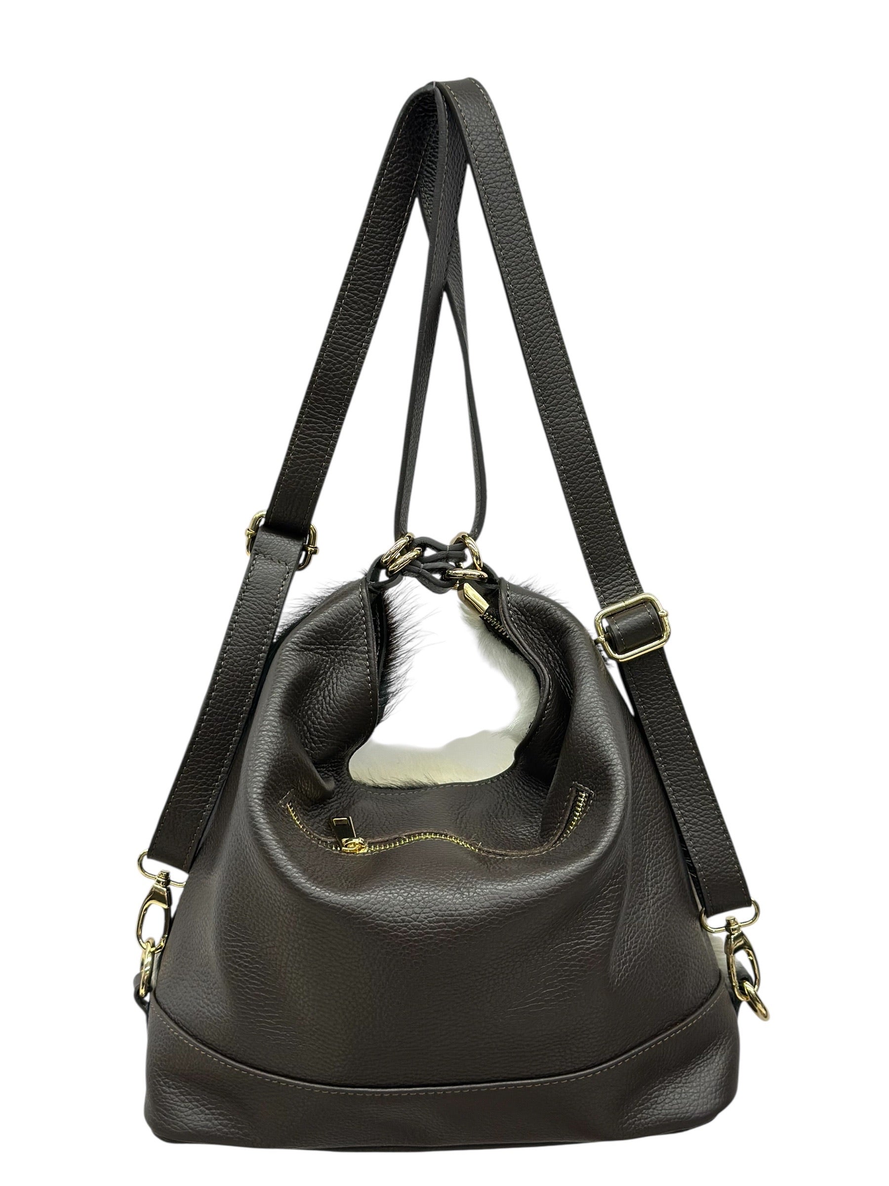 BZNA Bag BO380 Cavalino 2 in 1  Rucksack Schultertasche Echtfell Italy Damen Shopper Handtasche Schultertasche Tasche - B Z N A