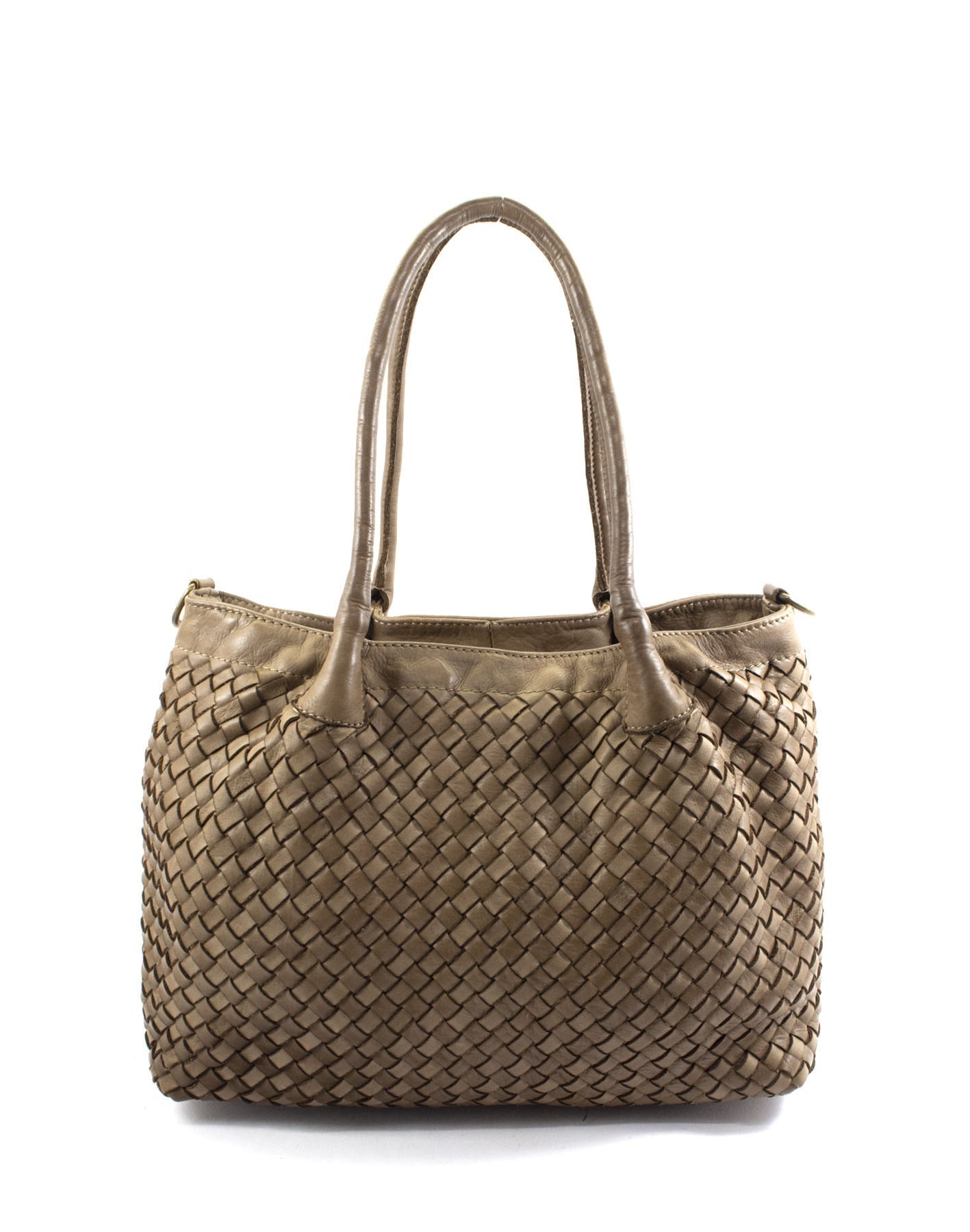 BZNA Bag Lara Taupe Italy Damen Handtasche Schultertasche Tasche Leder - B Z N A
