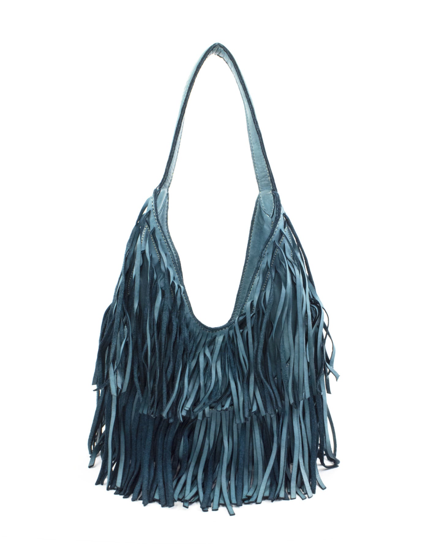 BZNA Bag Sinssa Petrol Fransen  Schultertasche Designer Damen Handtasche Italy - B Z N A