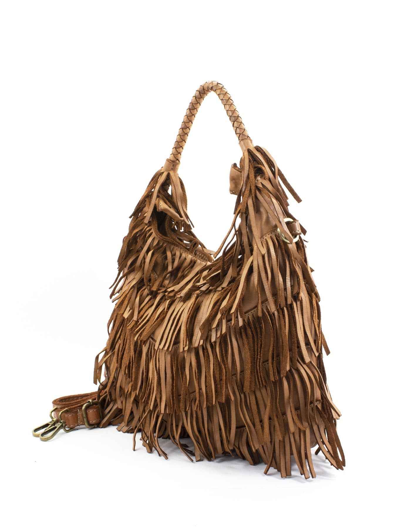 BZNA Bag Franssa Taupe Fransen  Schultertasche Designer Damen Handtasche Italy