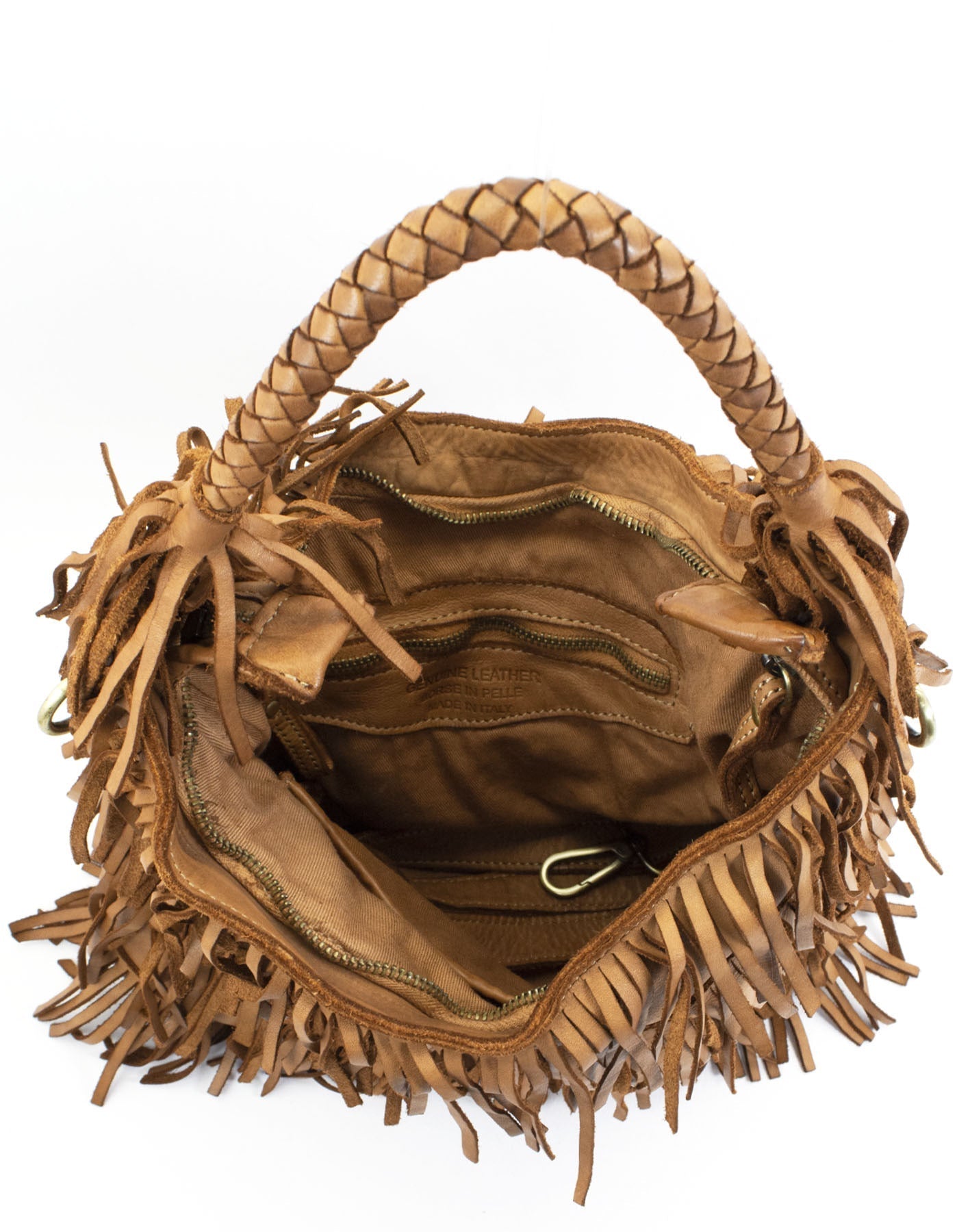 BZNA Bag Franssa Schwarz Fransen  Schultertasche Designer Damen Handtasche Italy - B Z N A