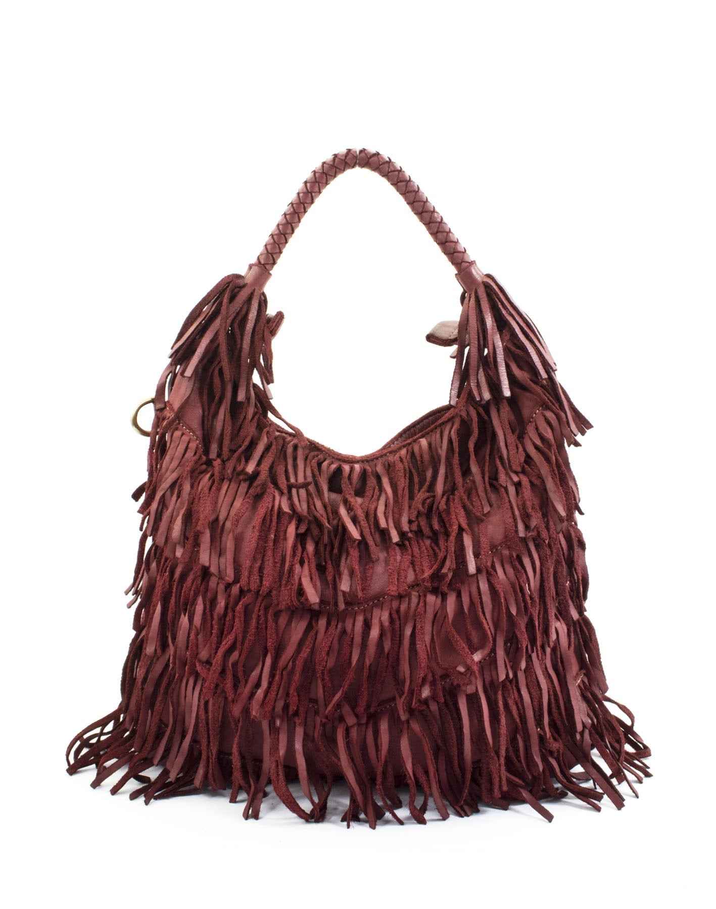 BZNA Bag Franssa Bordeaux Fransen  Schultertasche Designer Damen Handtasche Italy