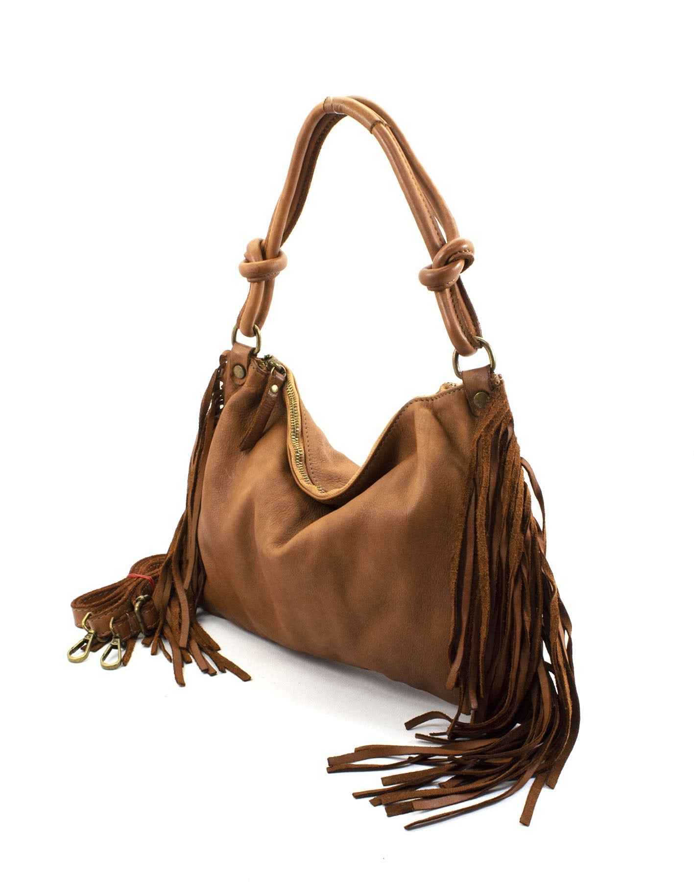 BZNA Bag Natti Braun Italy Designer Fransen Handtasche Ledertasche Schultertasche Leder Shopper Neu