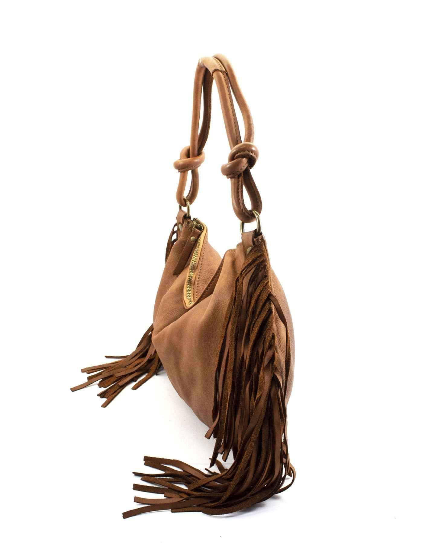 BZNA Bag Natti Braun Italy Designer Fransen Handtasche Ledertasche Schultertasche Leder Shopper Neu