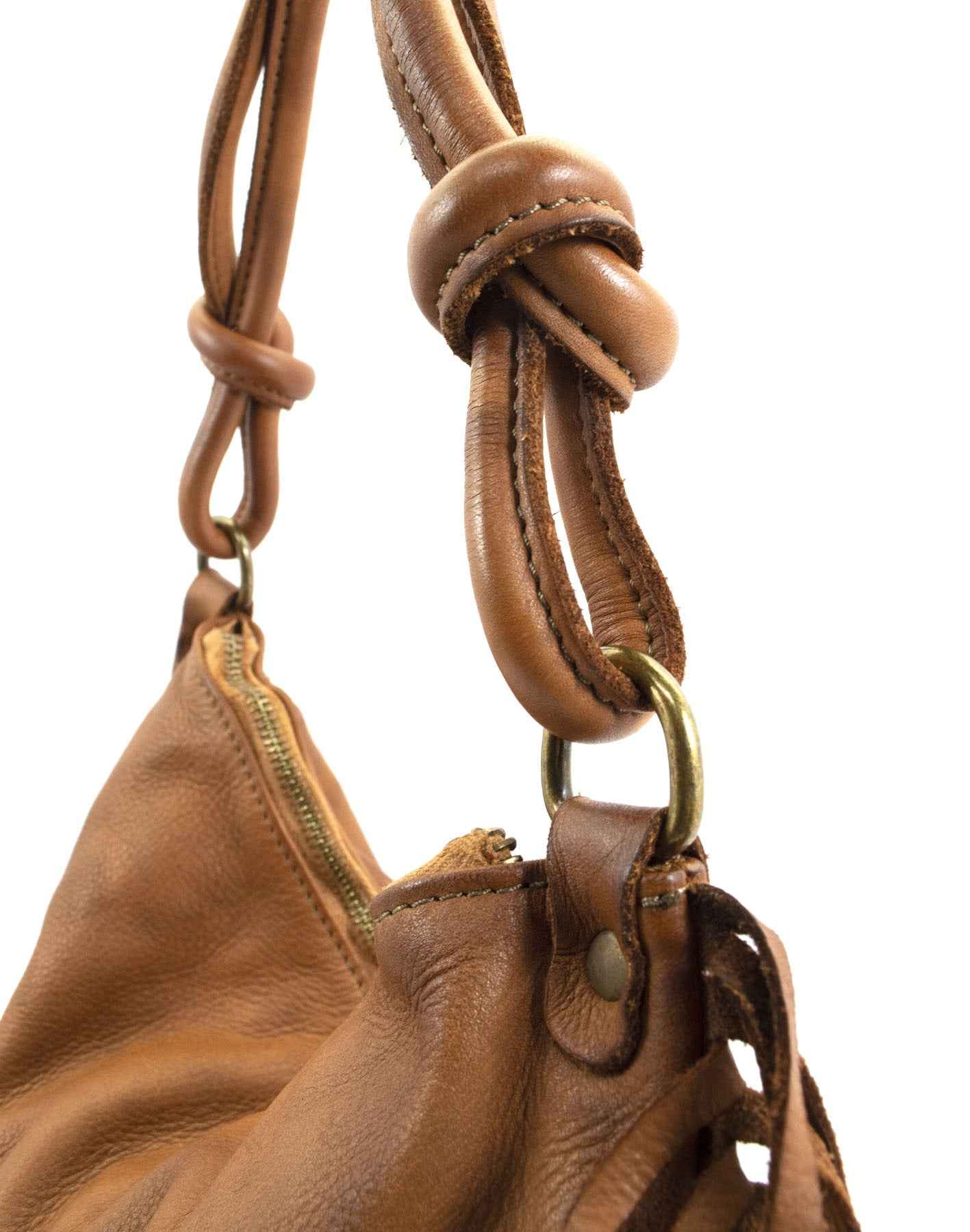 BZNA Bag Natti Taupe Italy Designer Fransen Handtasche Ledertasche Schultertasche Leder Shopper Neu