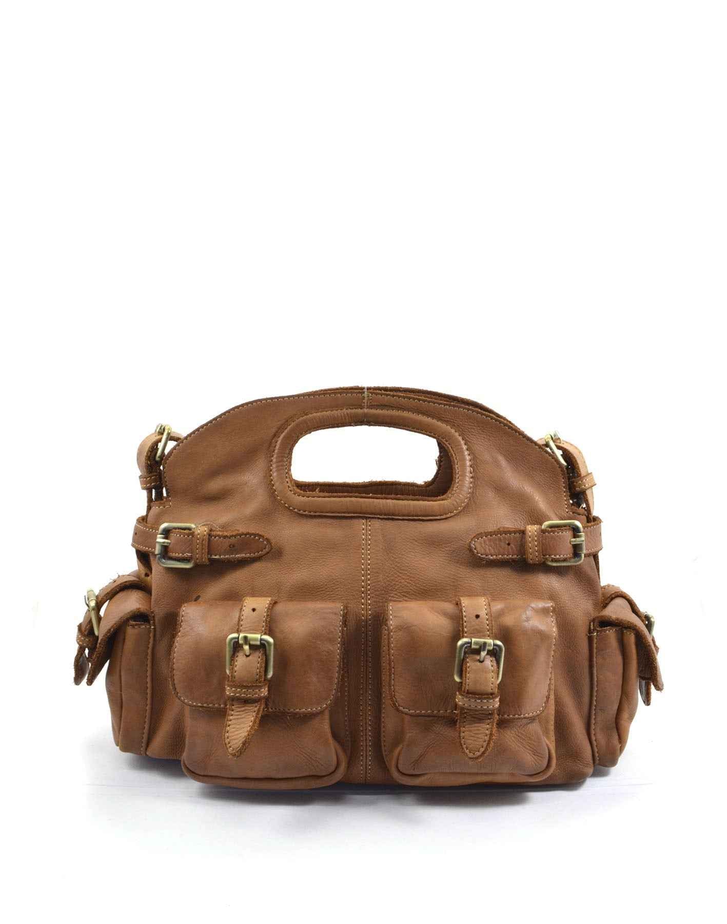 BZNA Bag Radika Cognac Italy Damen Handtasche Schultertasche Tasche Leder