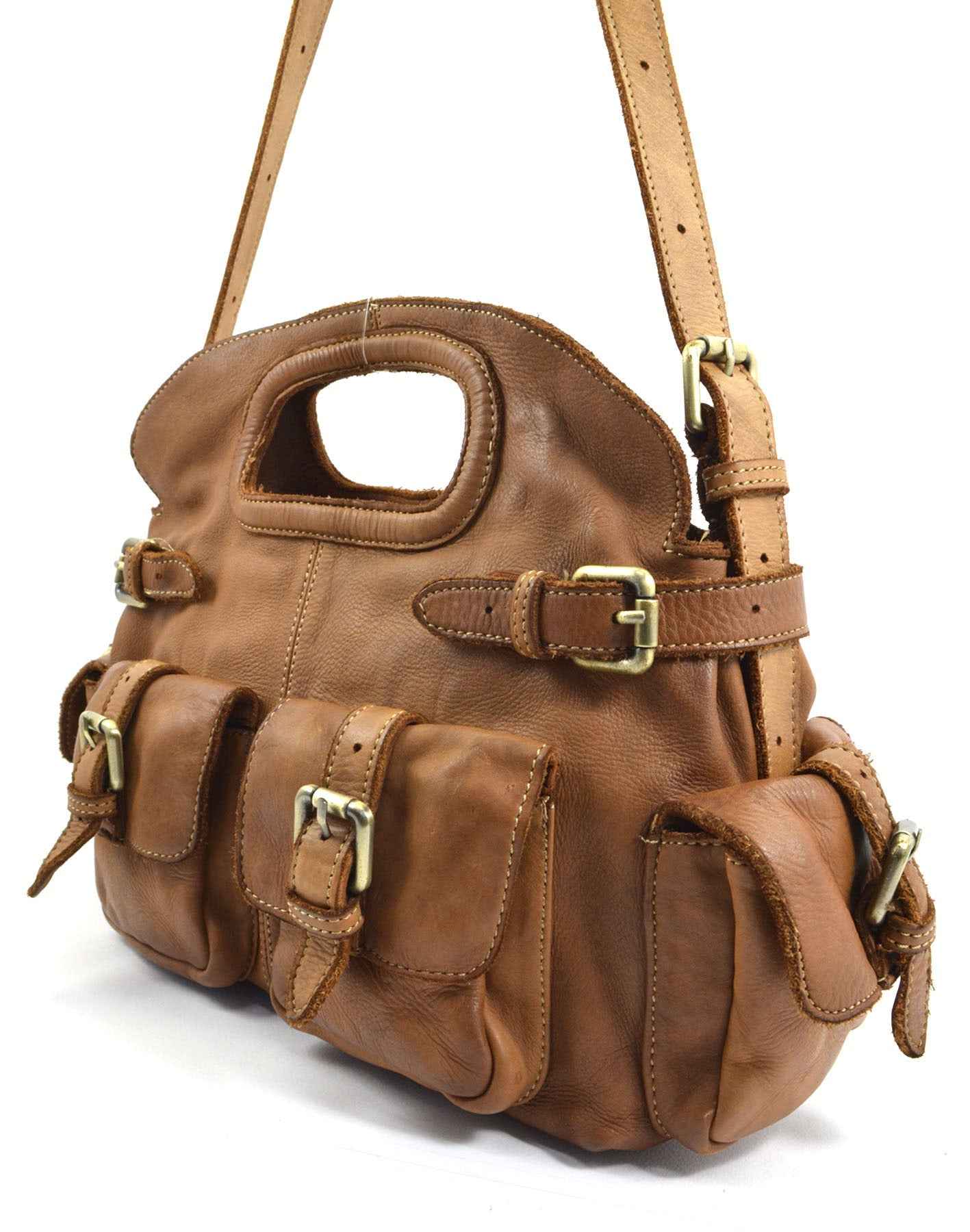 BZNA Bag Radika Cognac Italy Damen Handtasche Schultertasche Tasche Leder