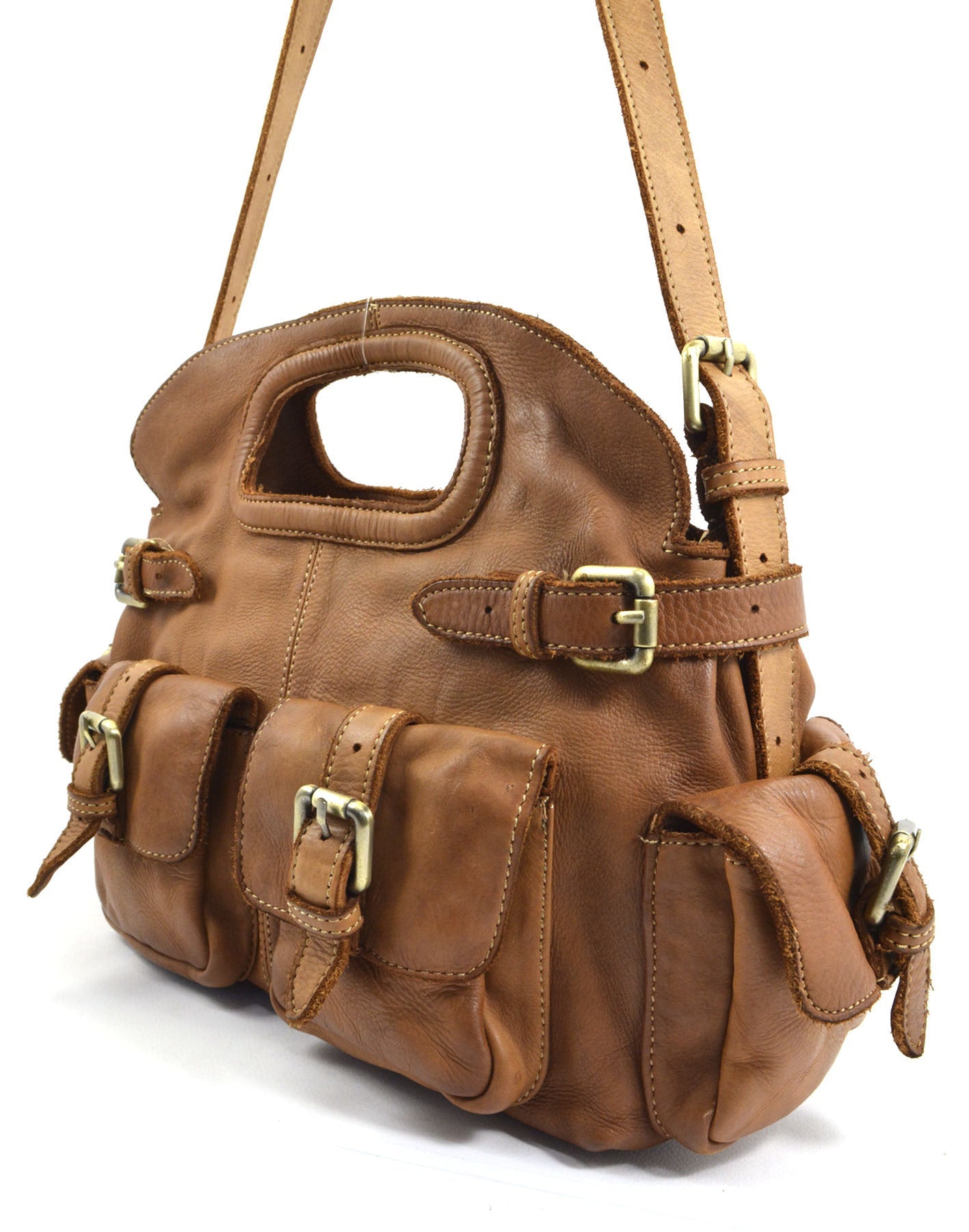 BZNA Bag Radika Braun Italy Damen Handtasche Schultertasche Tasche Leder - B Z N A