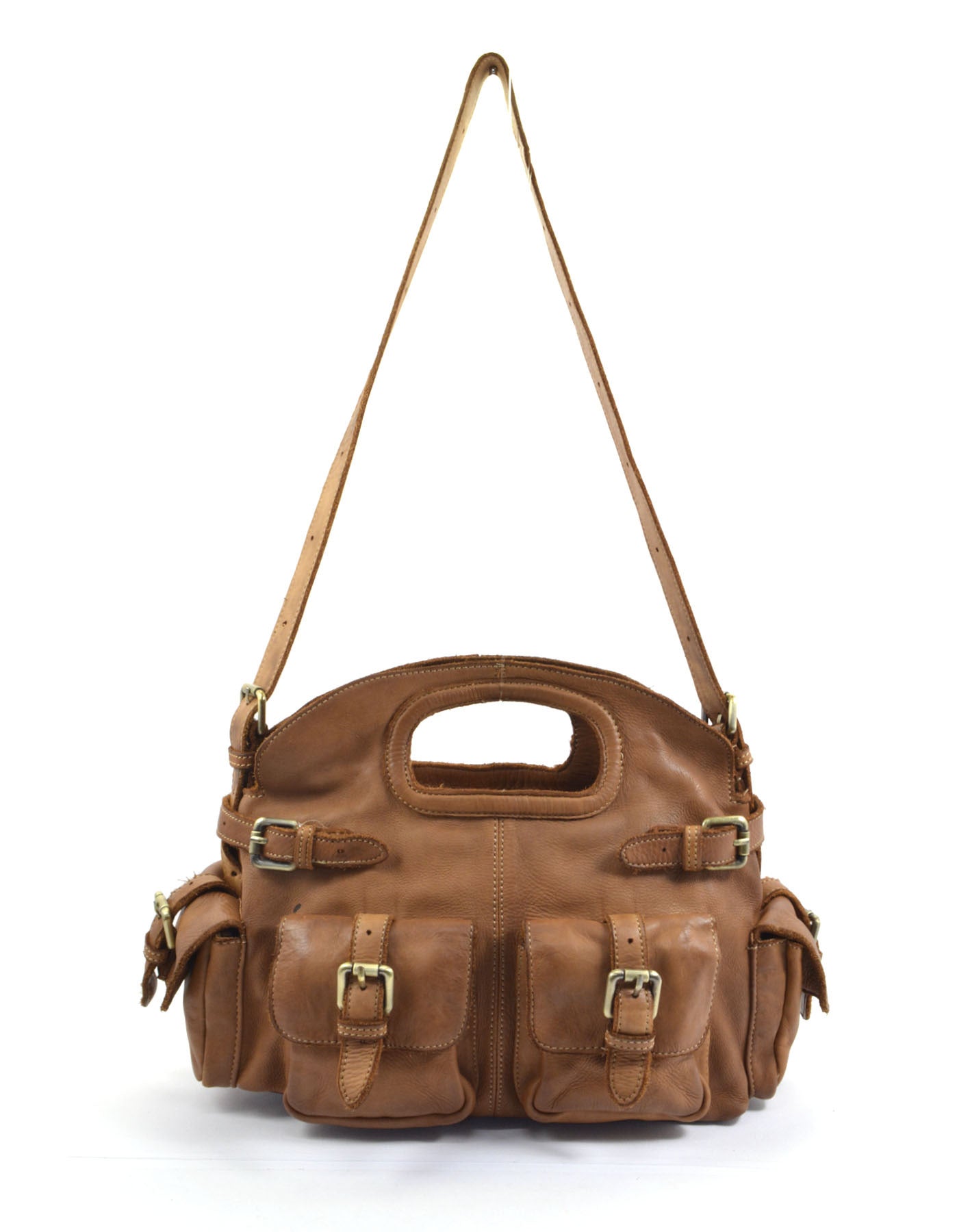 BZNA Bag Radika Braun Italy Damen Handtasche Schultertasche Tasche Leder - B Z N A