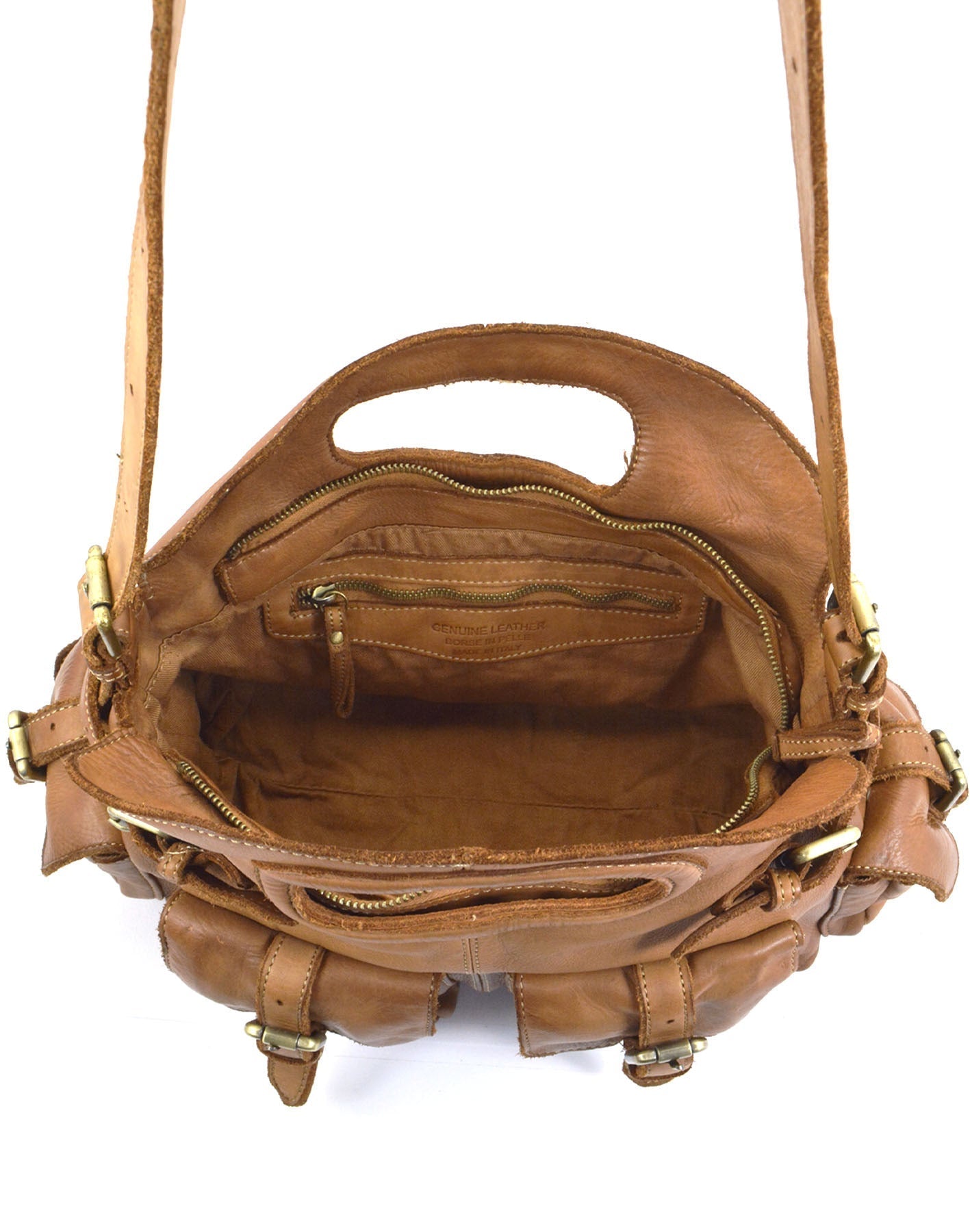 BZNA Bag Radika Braun Italy Damen Handtasche Schultertasche Tasche Leder - B Z N A