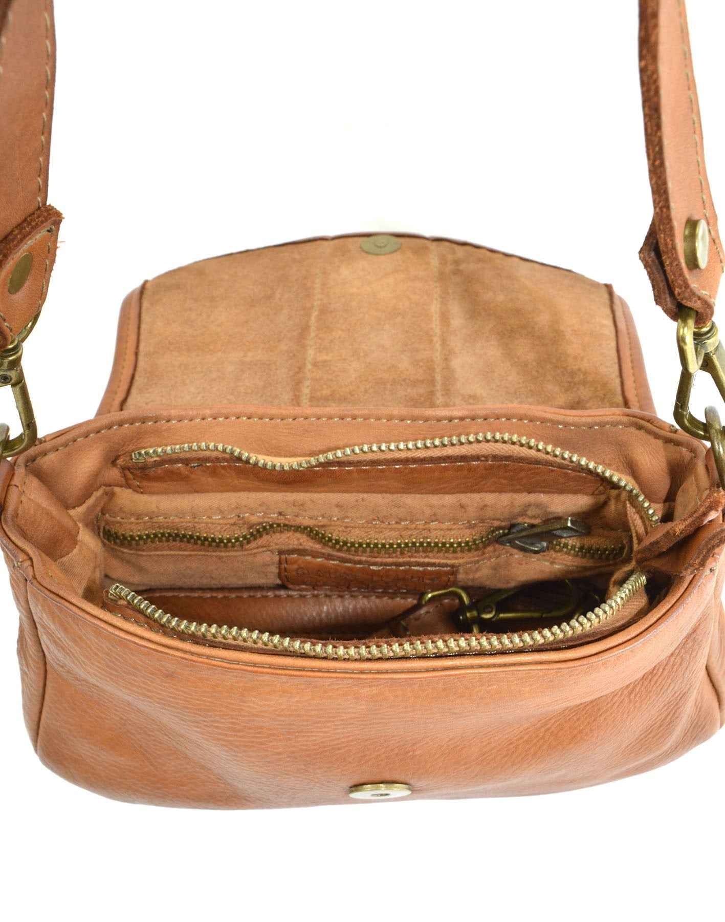 BZNA Bag Radjaka Cognac Italy Damen Handtasche Schultertasche Tasche Leder
