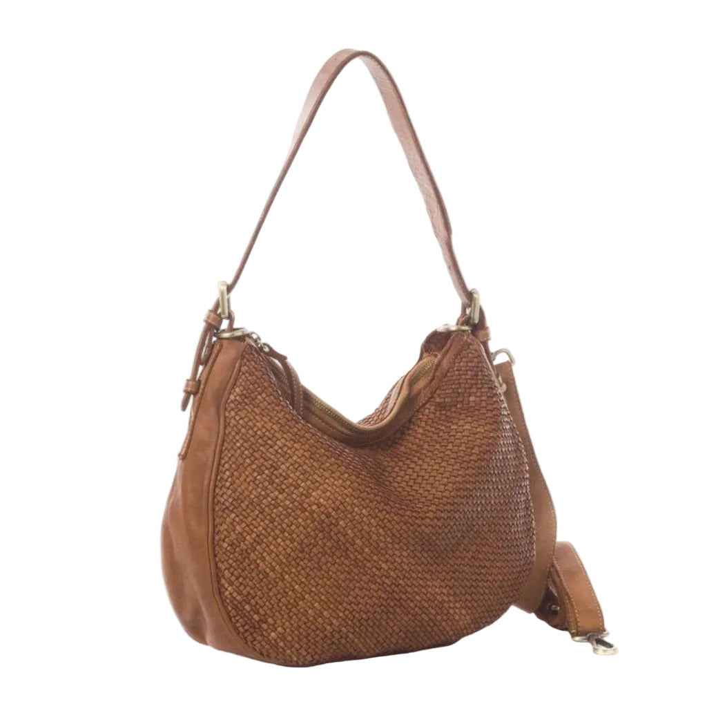 BZNA Bag Anja Cognac Italy Designer Beutel Umhängetasche Damen Handtasche Leder